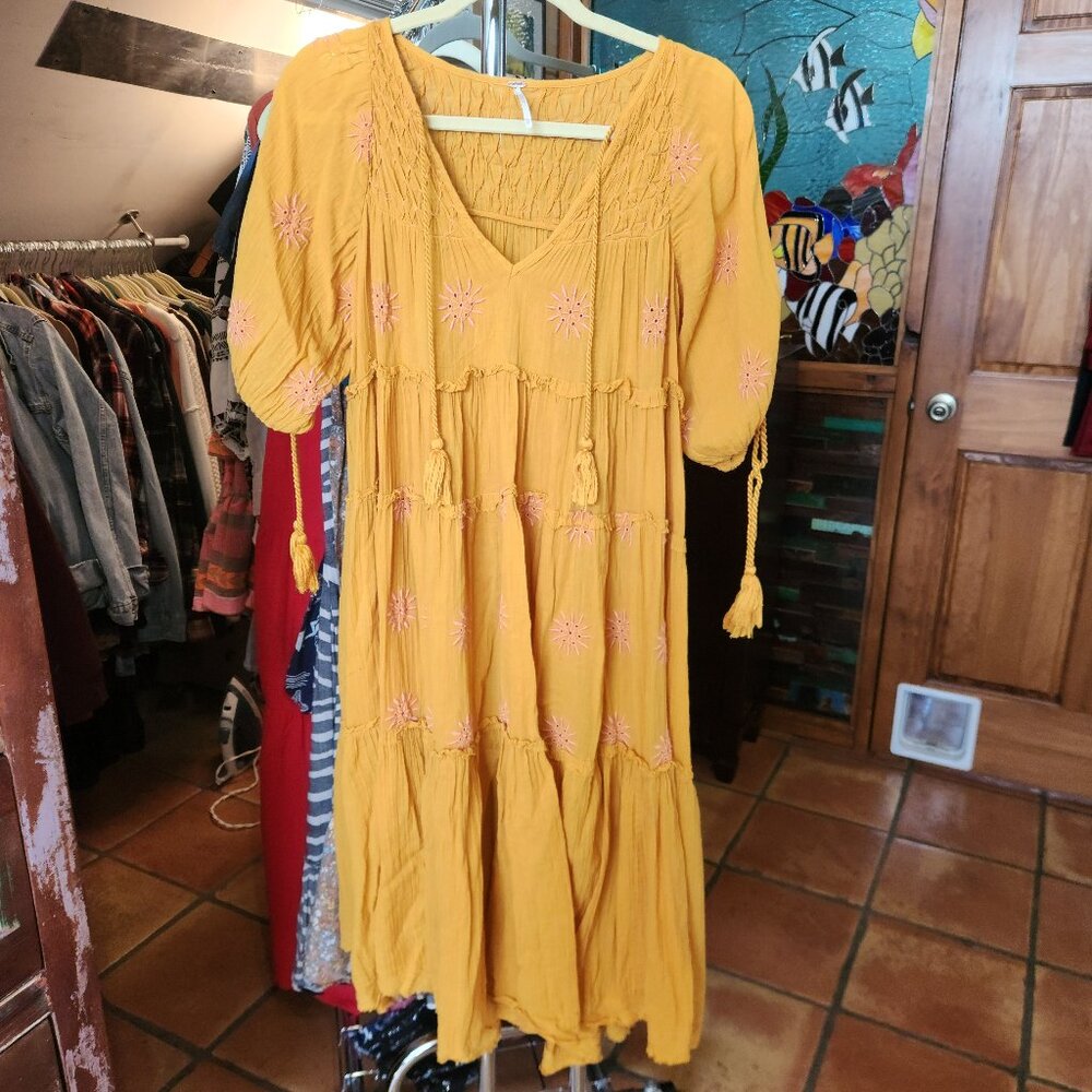 Free People Yellow Midi Dress